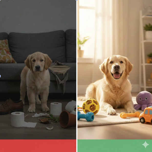 "Thú Cưng Phá Phách Không Phải Vì Hư – Mà Vì Đang Thiếu Đúng Loại Đồ Chơi!" class=